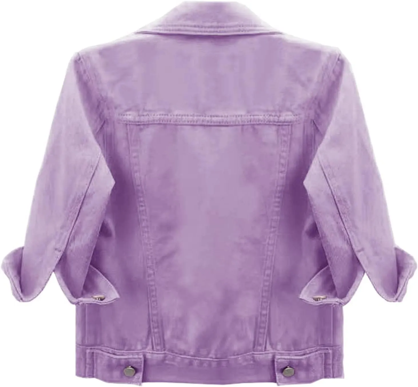 Women's Casual Denim Jackets Detachable Hoodie 3/4 Sleeve Cropped Denim Jacket Basic Button Jean Coats with Pockets