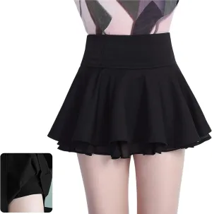 Women's Chiffon Solid Color Skirt Pleated Mini Skirt Cute Button Front Skirt 12