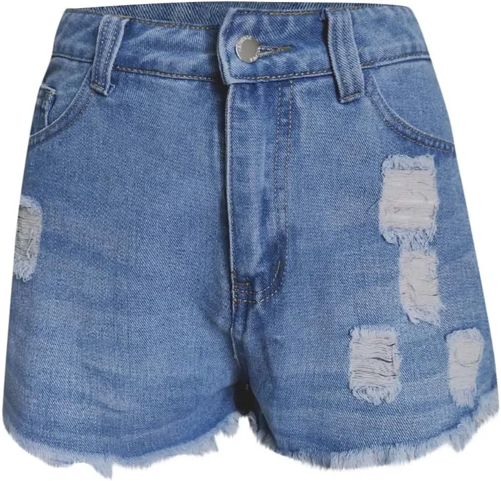Women's Denim Shorts 2025 Summer High Rise Ripped Stretchy Jean Shorts Distressed Frayed Raw Hem Casual Short Jeans