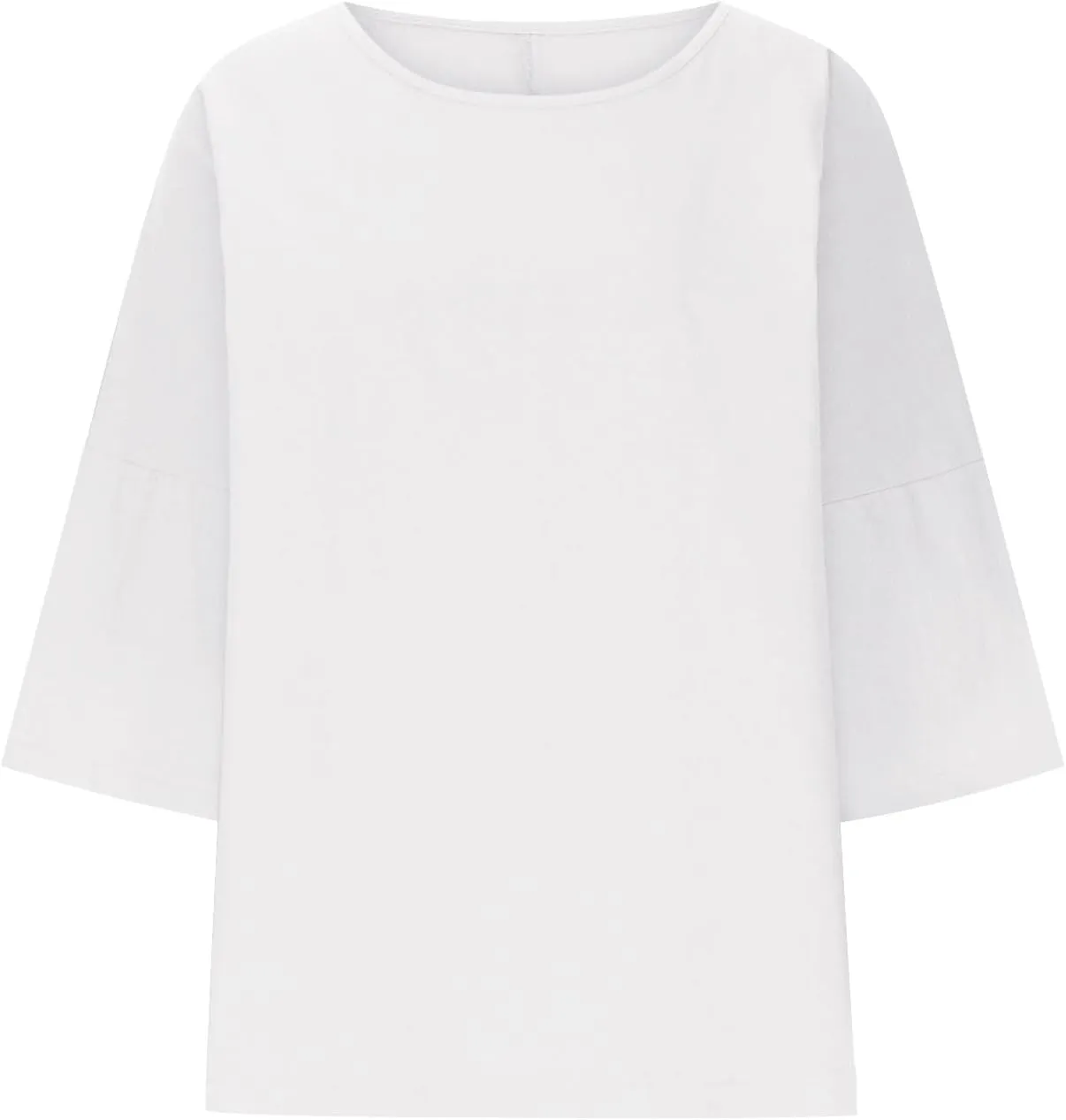 Womens Fashion Cotton Linen T-Shirt Crewneck 3/4 Sleeves Tops Solid Color Loose Basic Tees Summer Casual Blouses