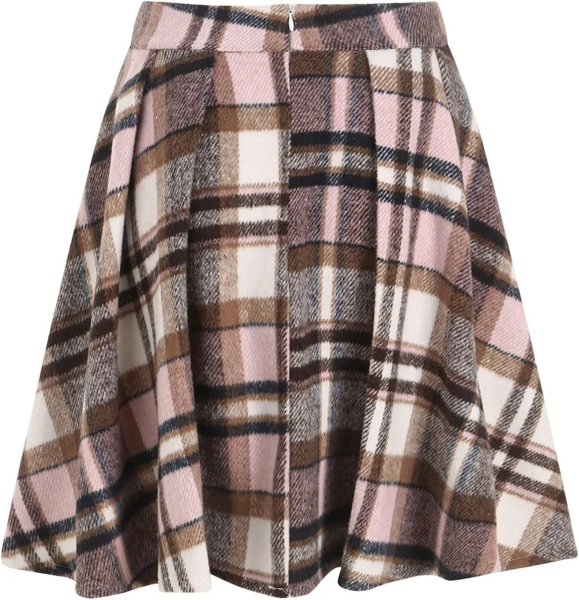 Women's Fashion Plaid Midi Skirt, Elastic Waist Ruched Ruffle Hem Casual A-Line Skirts Outdoor Sports Skater Skirt
