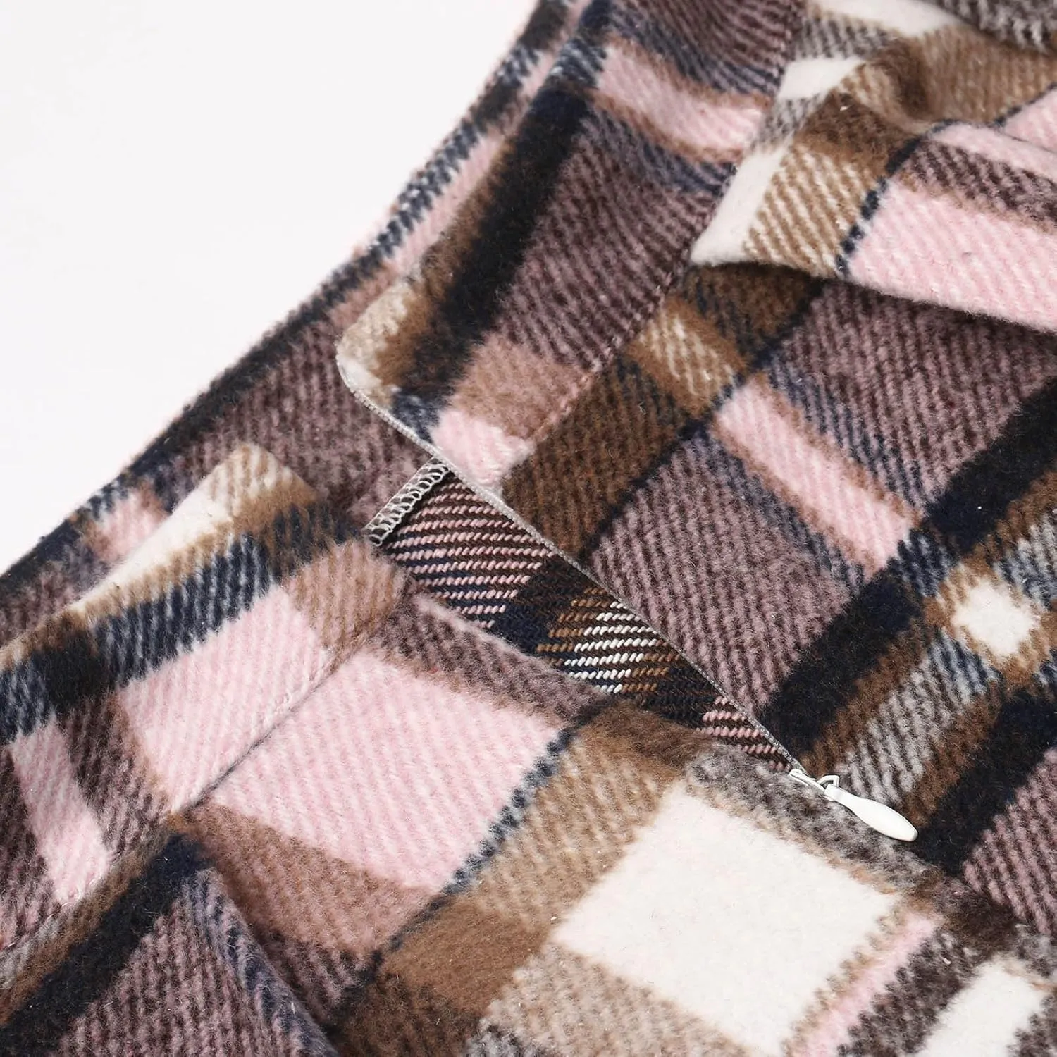 Women's Fashion Plaid Midi Skirt, Elastic Waist Ruched Ruffle Hem Casual A-Line Skirts Outdoor Sports Skater Skirt
