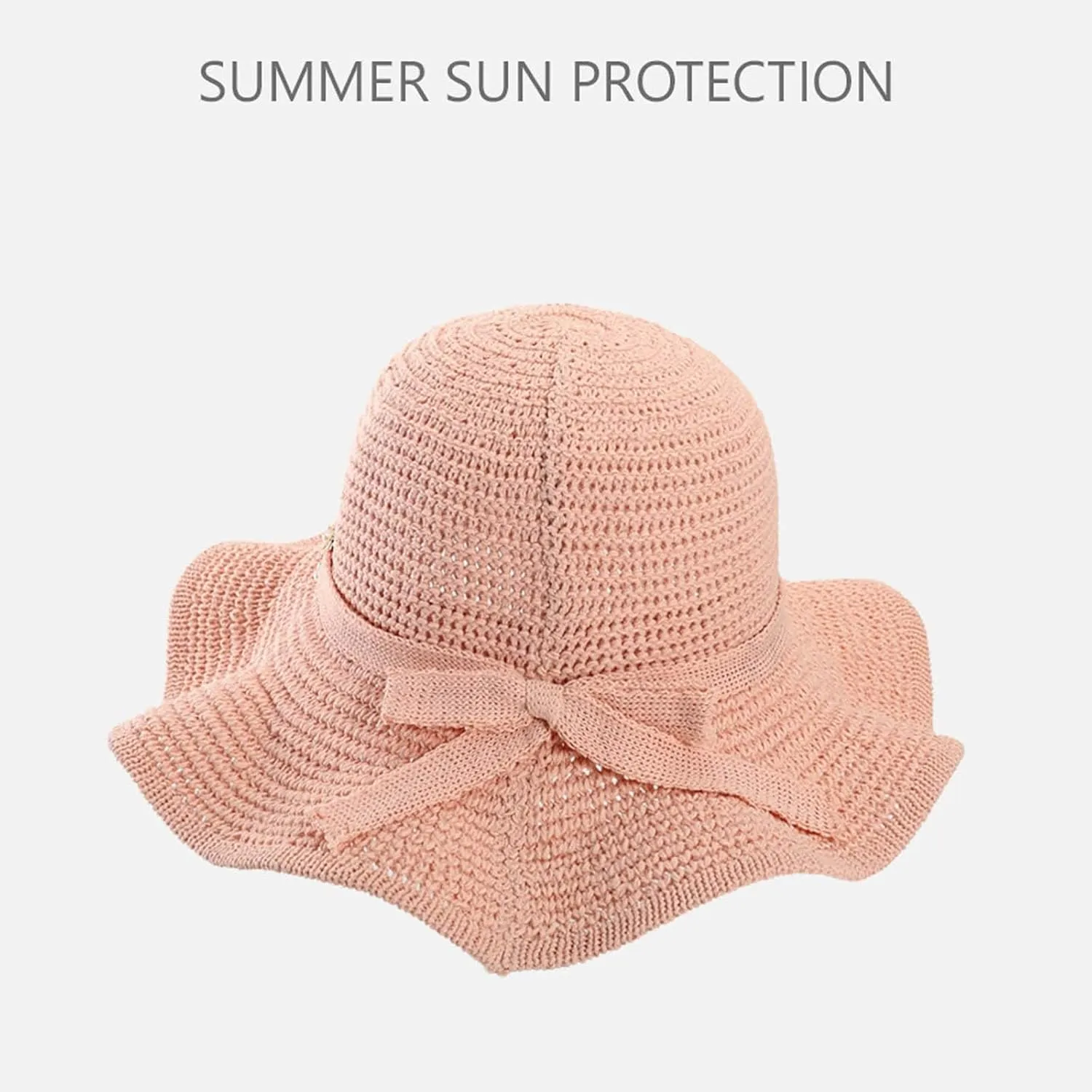 Womens Hat Summer Sun Hat Beach Tourism Hat Ruffle Edge Bow Sun Hat Shade Hats for Men