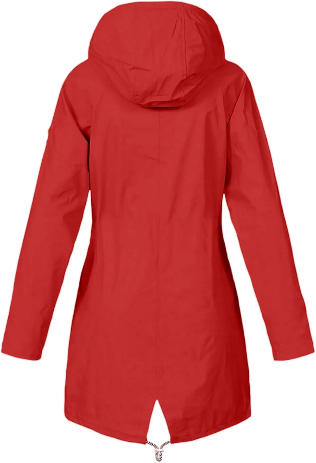 Womens Jackets Long Sleeve Mid-Length Full Zip Casual Hooded Jacket Waterproof Windproof Outdoor Coats with Pockets