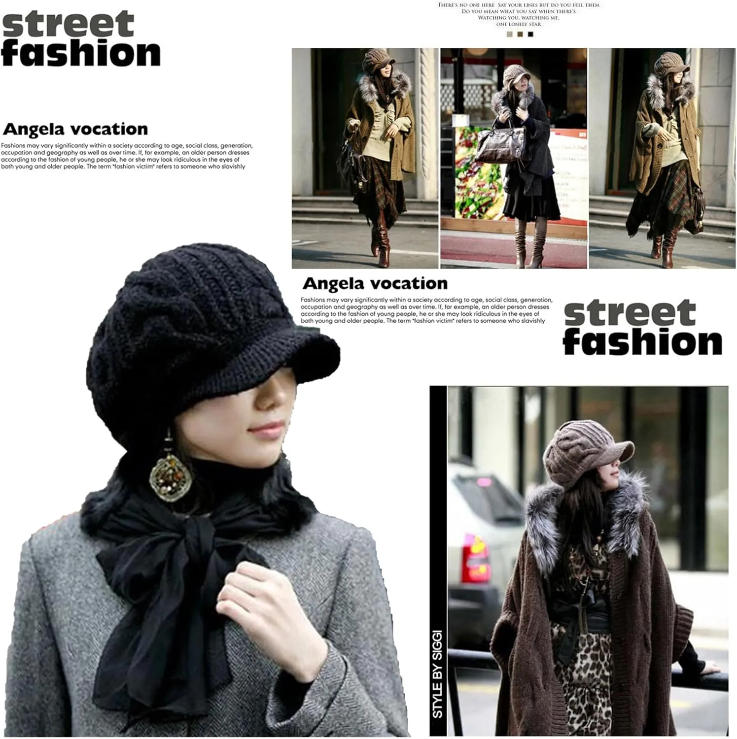 Womens Knitted Visor Beanie Twist Beret Hats Cold Weather Brim Newsboy Cap