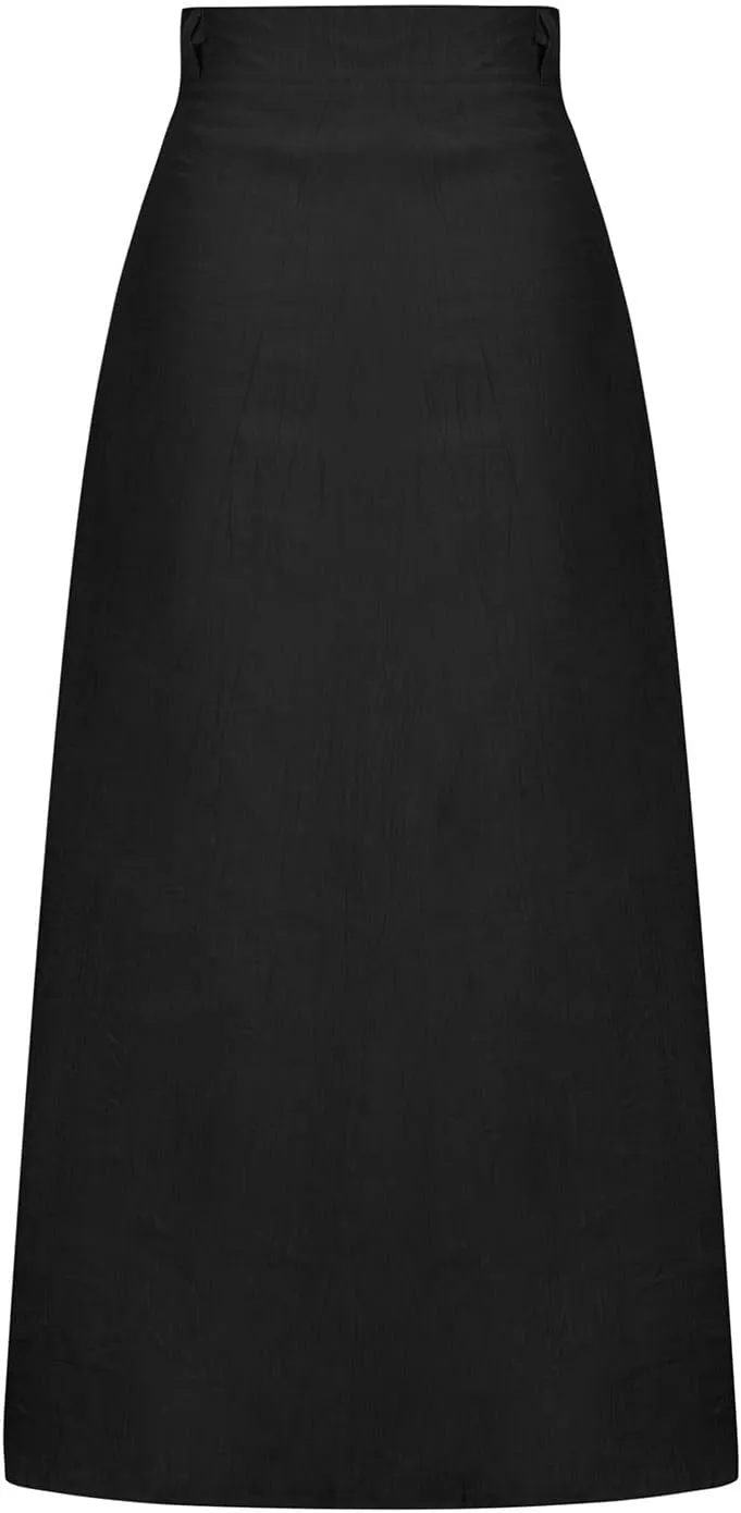 Women's Long Skirts Button Front A Line Long Summer Skirts High Waisted Elegant Flowy Skirts for Beach Vacation