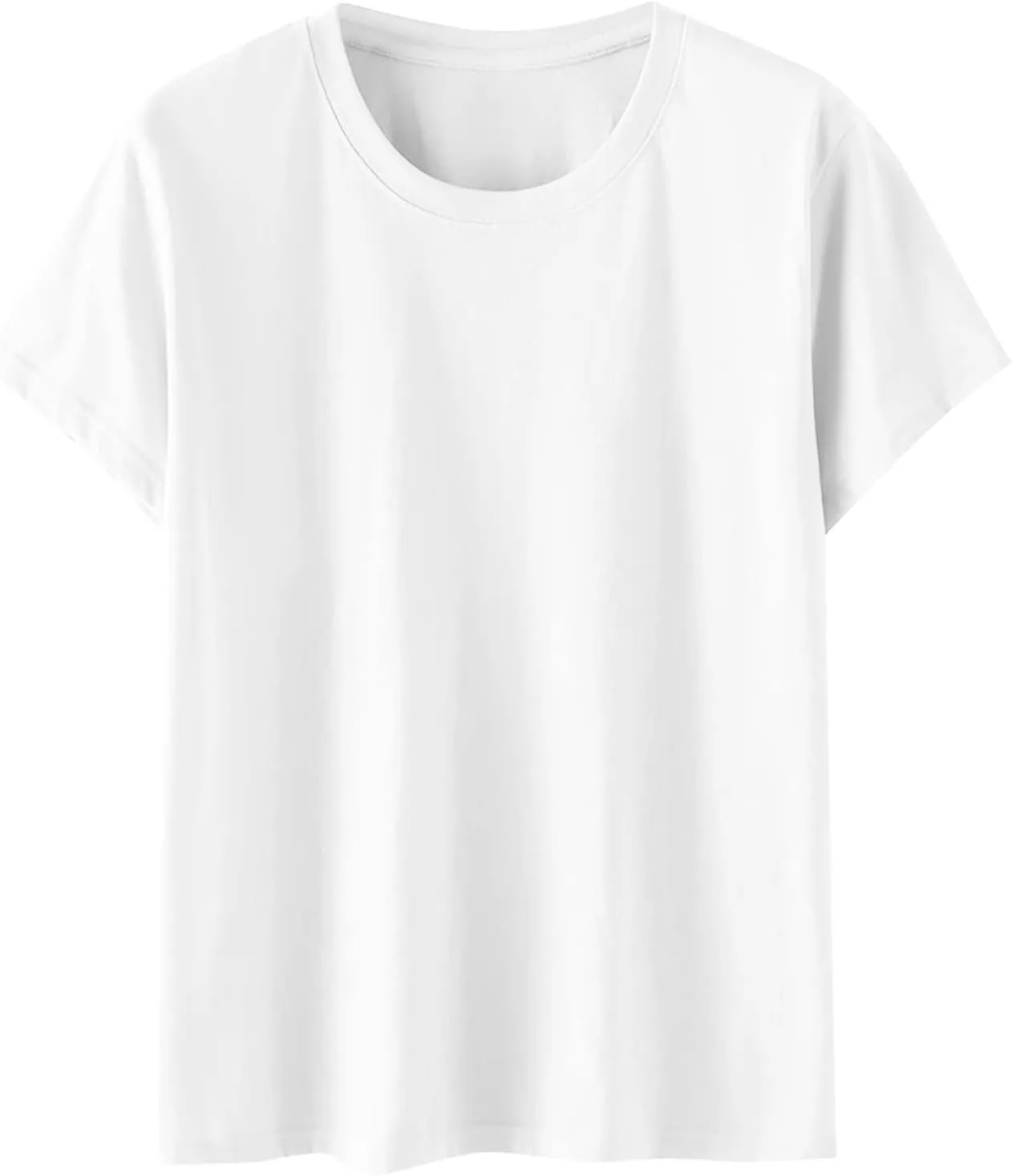 Womens Loose Casual T Shirts Basic Solid Color Crewneck Pullover Summer Short Sleeve Tee Tops Bottoming Shirt