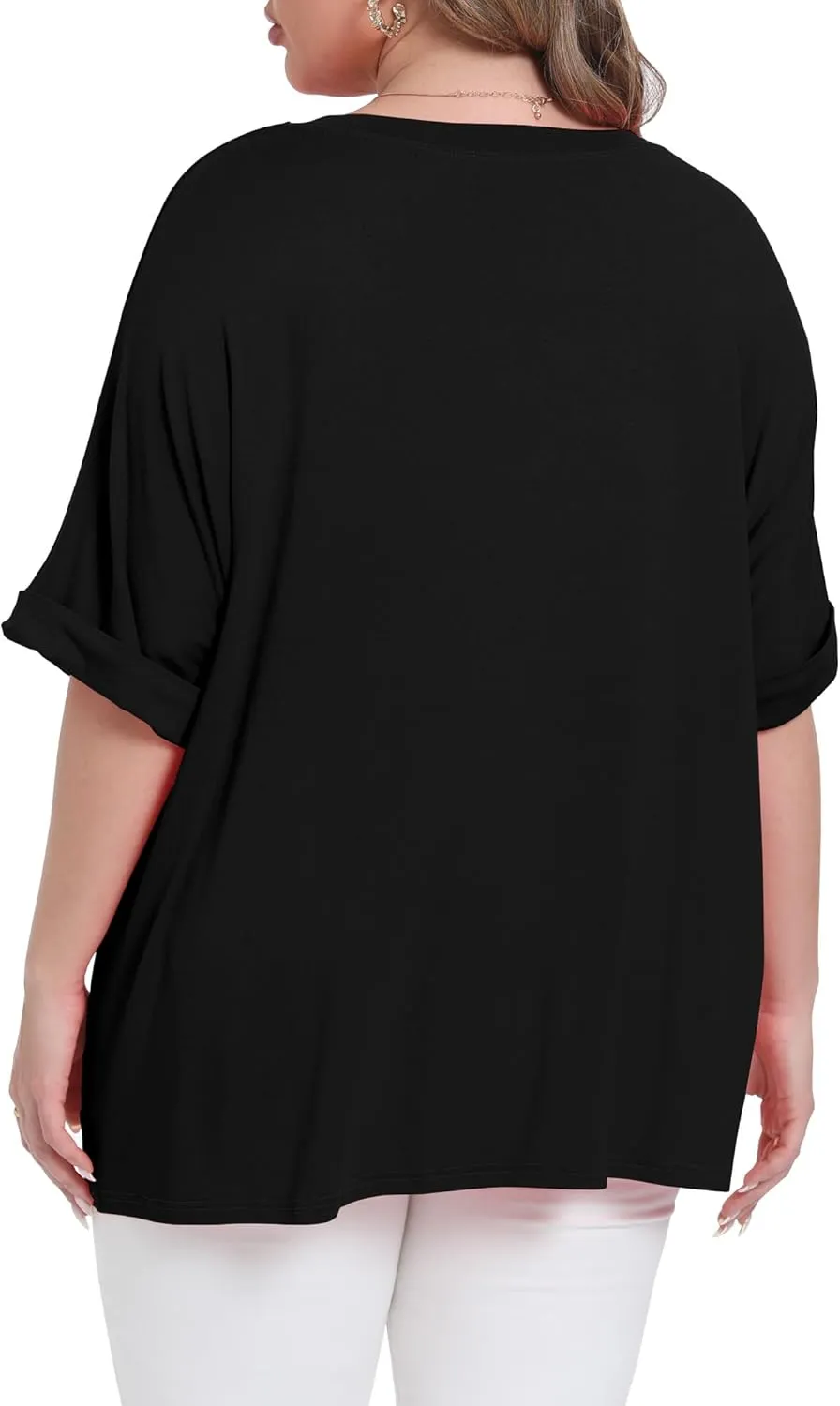 Womens Plus Size Oversized T Shirts Summer Half Sleeve Crew Neck Tops Casual Tunic Blouse