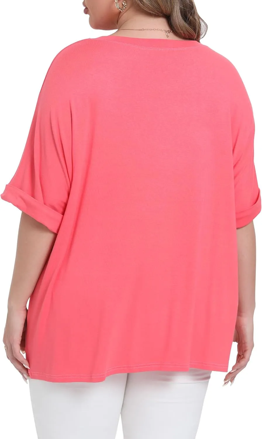 Womens Plus Size Oversized T Shirts Summer Half Sleeve Crew Neck Tops Casual Tunic Blouse