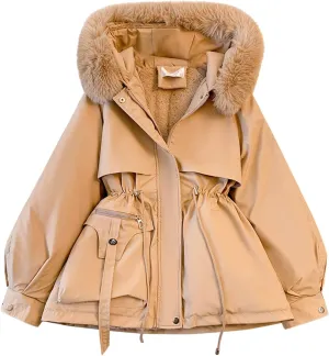 Women's Plus Size Winter Coat 2024 Warm Long Puffer Coat Drawstring Thicken Parka Jacket with Removable Hood