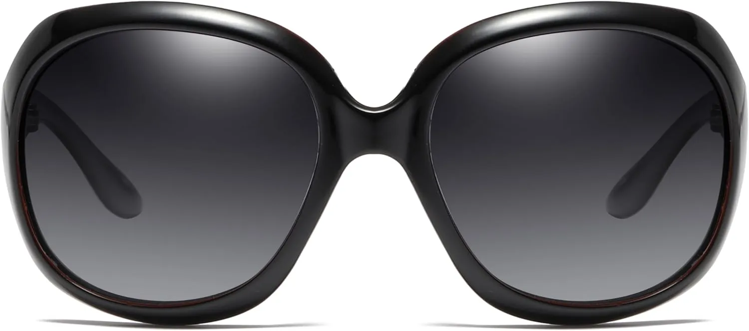 Womens Polarized Sunglasses Trendy Large Round Anti Glare Driving Sun Glasses Ladies Cute Big Frame Shades