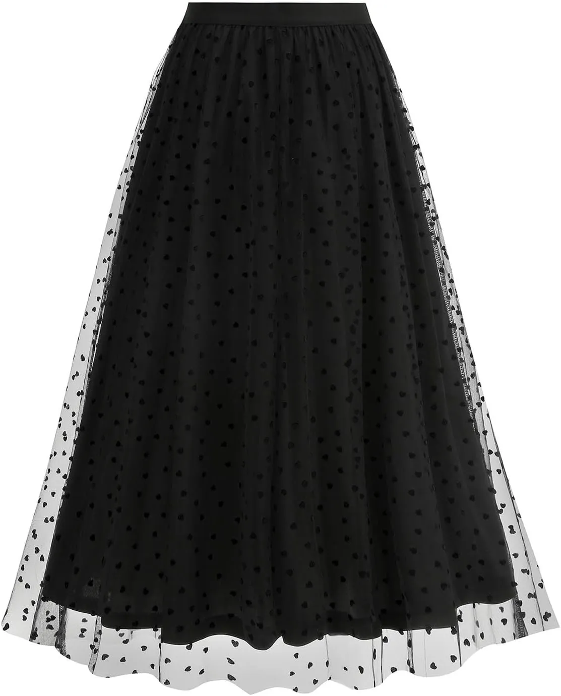 Women's Polka Dot Tulle Long Skirt, High Waisted Flowy Summer Casual Skirts Going Out Streetwear Trendy Clothes