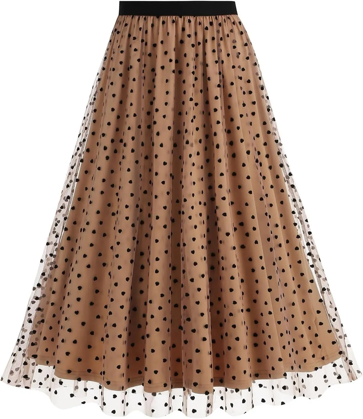 Women's Polka Dot Tulle Long Skirt, High Waisted Flowy Summer Casual Skirts Going Out Streetwear Trendy Clothes