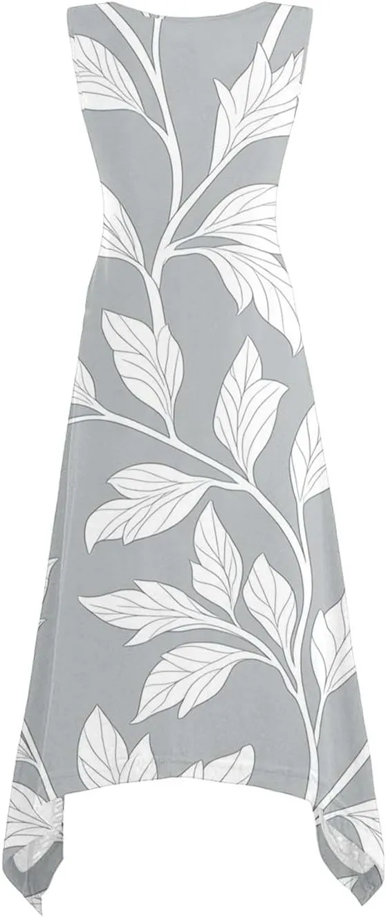 Women's Sexy Spaghetti Straps Midi Dresses Sleeveless Casual Sundress Floral Printed Flowy Beach Dress