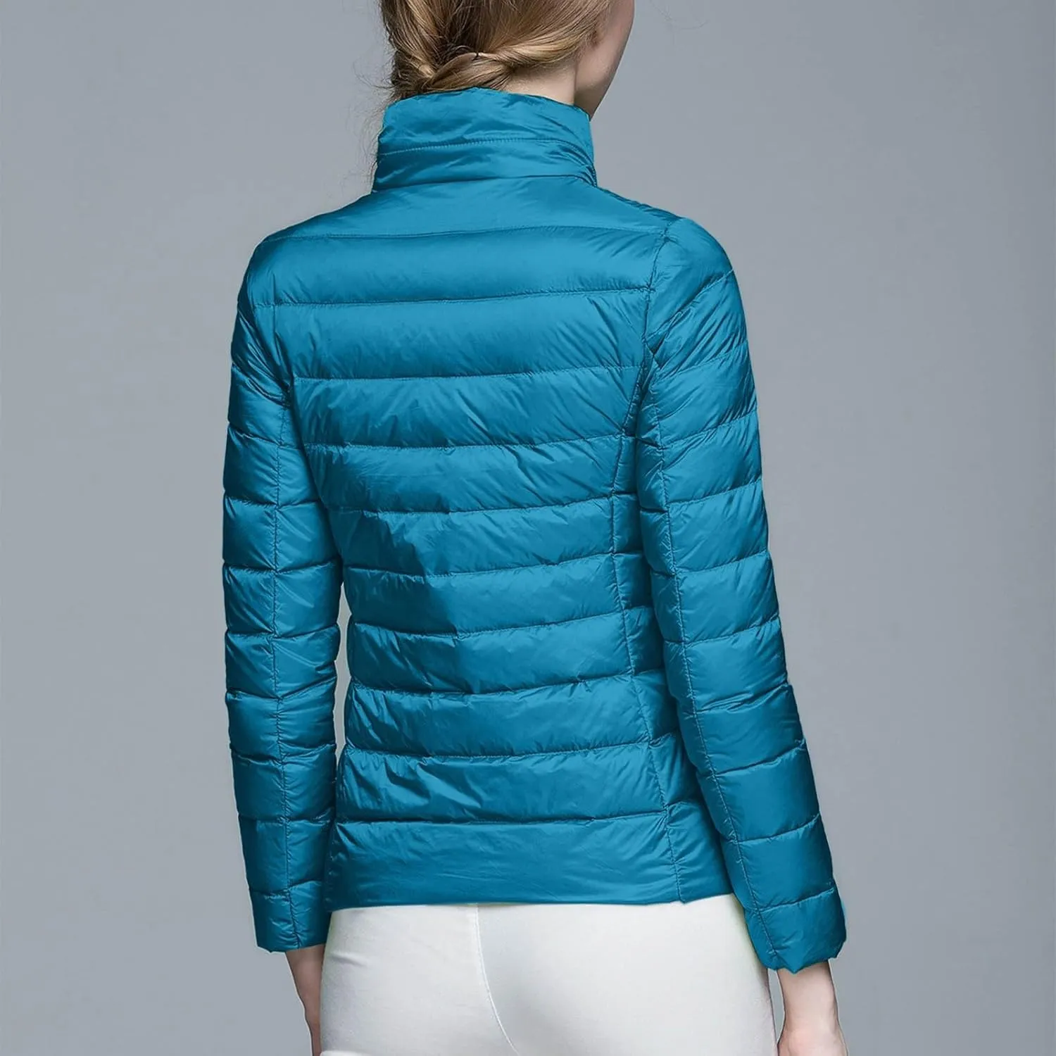 Women's Short Down Coat Packable Puffer Jacket 2024 Hooded Winter Ultra Light Quilted Winter Coat with Pocket Outwear