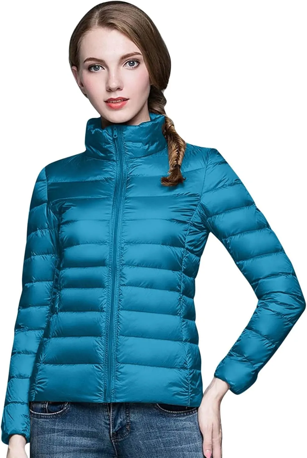 Women's Short Down Coat Packable Puffer Jacket 2024 Hooded Winter Ultra Light Quilted Winter Coat with Pocket Outwear