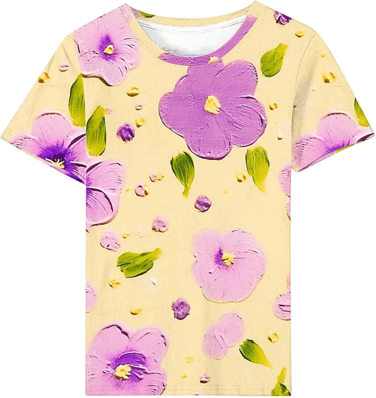 Womens Short Sleeve Summer Tops Plus Size Graphic Print Crewneck Heart T-Shirt Casual Loose Fit Workout Tees Outfits
