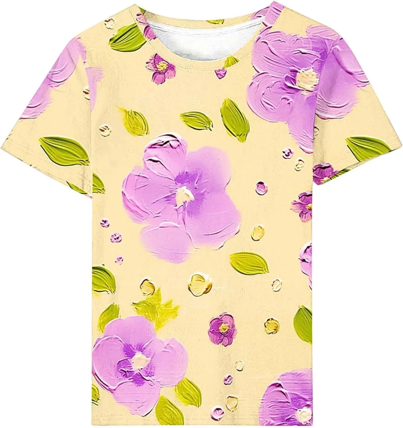 Womens Short Sleeve Summer Tops Plus Size Graphic Print Crewneck Heart T-Shirt Casual Loose Fit Workout Tees Outfits