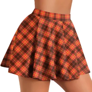 Womens Stretchy Pleated Mini Skirt Plaid Skirts High Waist A Line Skater Tennis Skirt Trendy Y2k Pleated Cheer Skirt