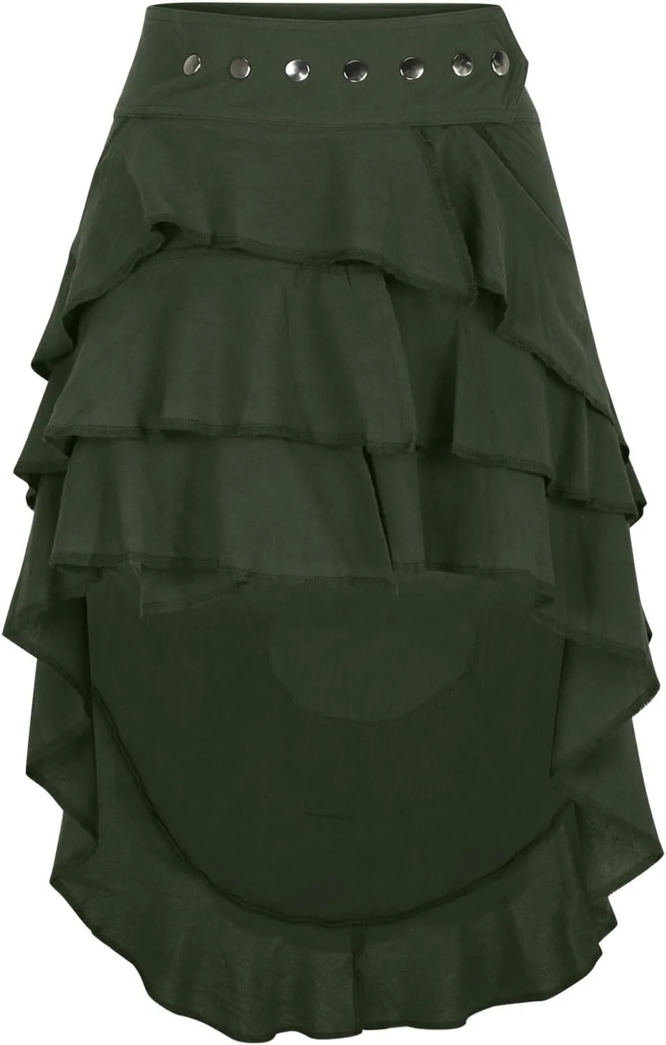 Womens Summer Beach Skirt Dressy Fashion Ruffle Pleated Layered Elastic High Waist Asymmetrical Hem Mini Skirts