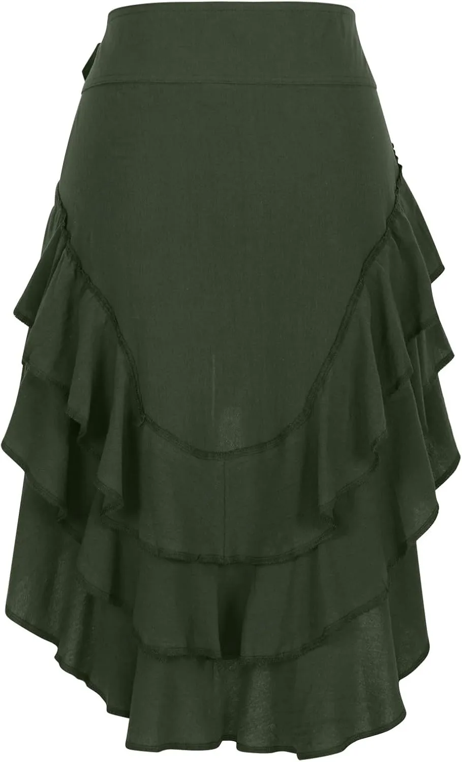 Womens Summer Beach Skirt Dressy Fashion Ruffle Pleated Layered Elastic High Waist Asymmetrical Hem Mini Skirts