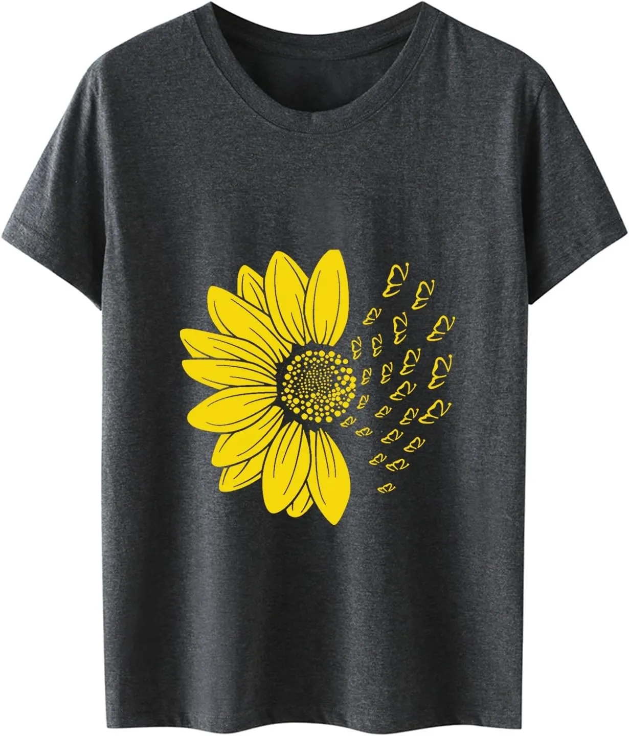Women's Summer Sunflower T Shirt Cute Flower Graphic Loose Tees Crew Neck Short Sleeve Casual Tops