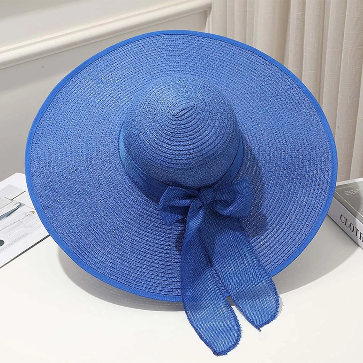 Womens Sun Straw Hat Fashionable Summer Wide Brim Cap UPF 50 Hat Foldable Roll up Floppy Beach Hats for Women