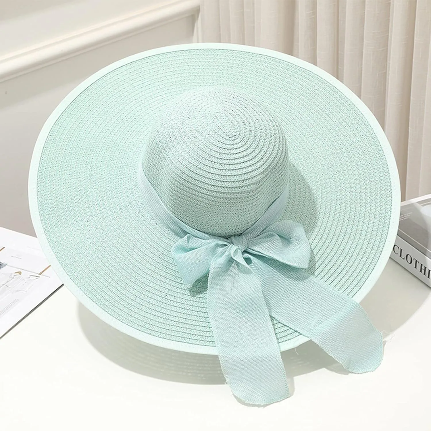 Womens Sun Straw Hat Fashionable Summer Wide Brim Cap UPF 50 Hat Foldable Roll up Floppy Beach Hats for Women