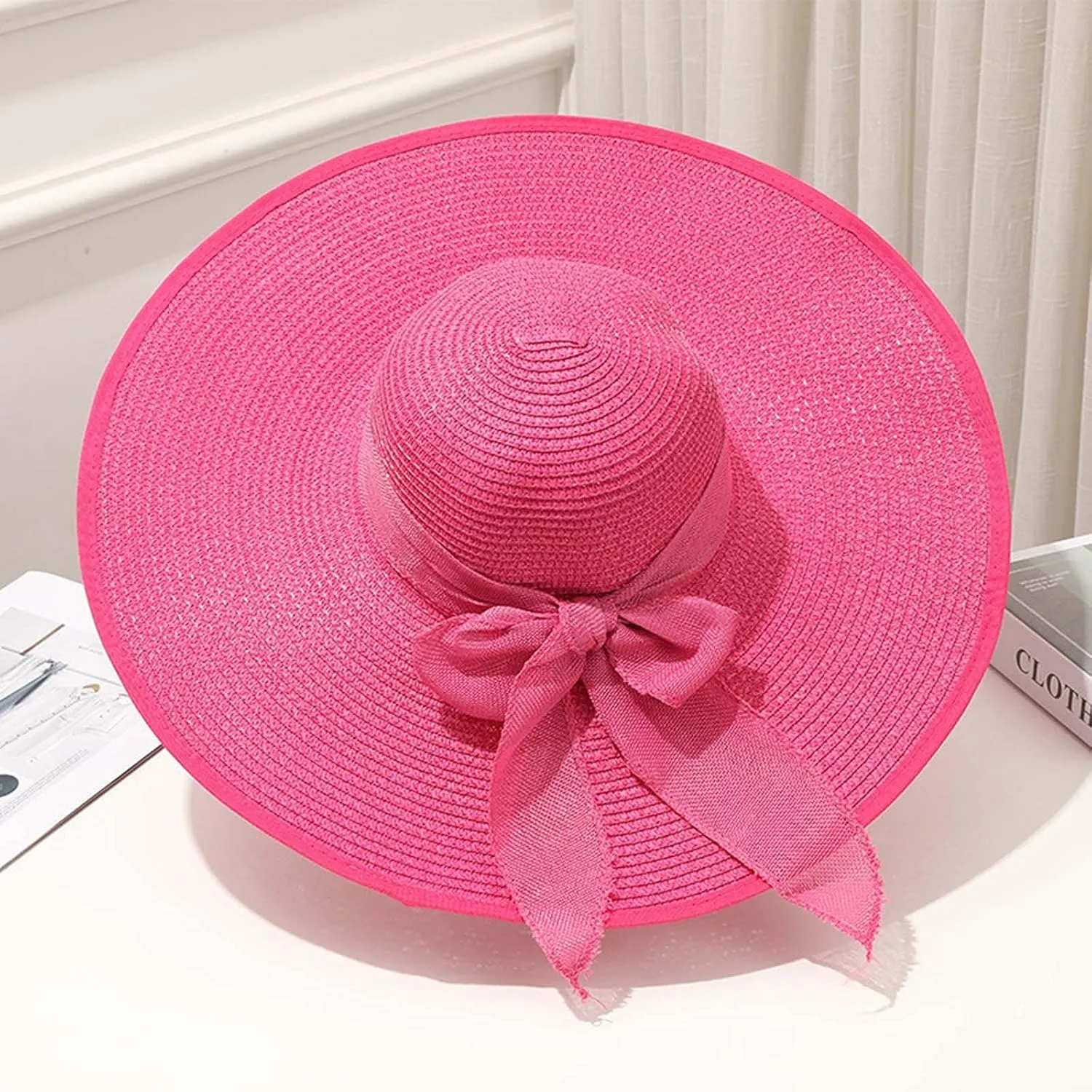 Womens Sun Straw Hat Fashionable Summer Wide Brim Cap UPF 50 Hat Foldable Roll up Floppy Beach Hats for Women