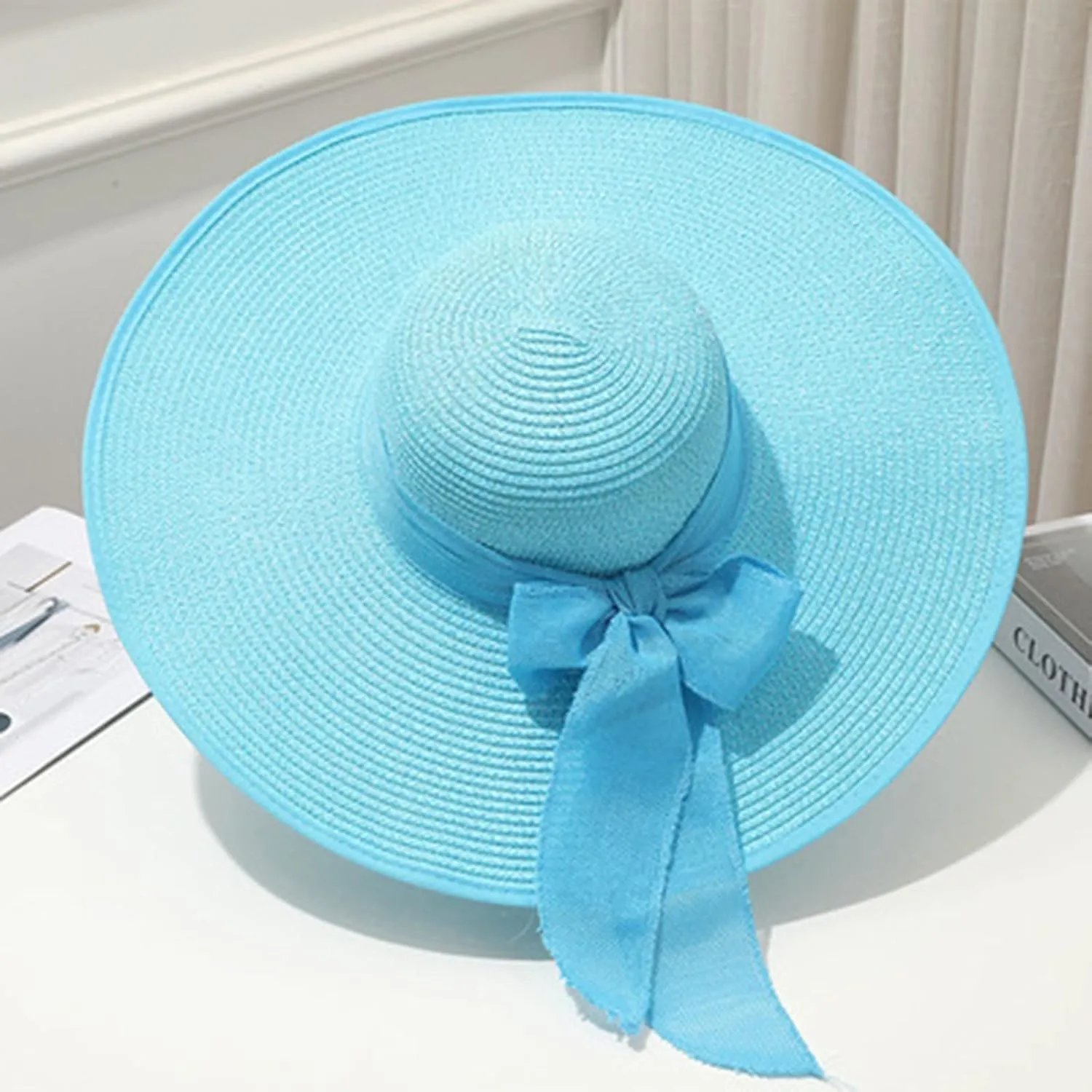 Womens Sun Straw Hat Fashionable Summer Wide Brim Cap UPF 50 Hat Foldable Roll up Floppy Beach Hats for Women