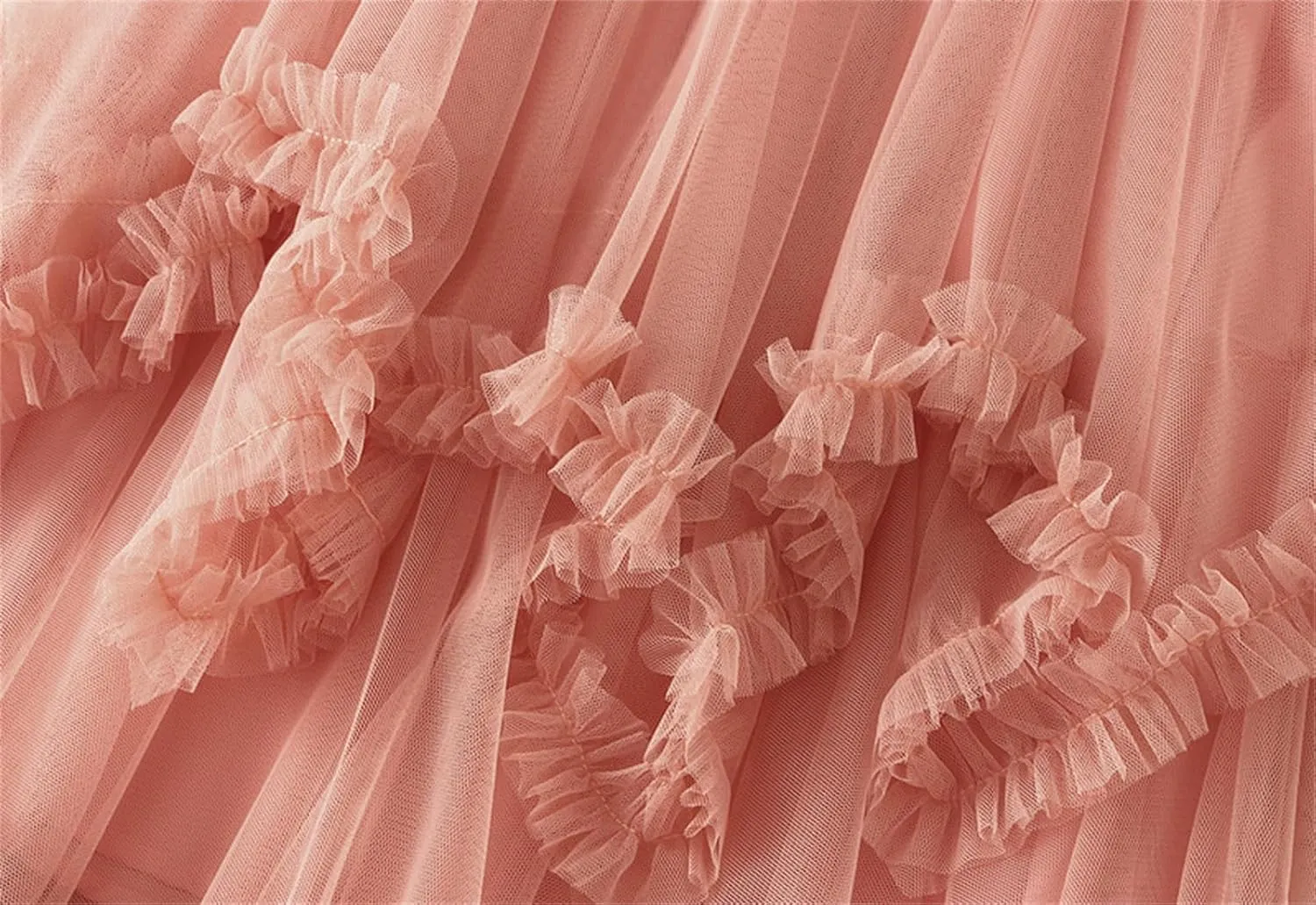 Women's Tulle Skirt High Low Ruffle Elastic Waist Ruffle Tiered Party Petticoat 2024 Midi Skirt Evening Mesh Long Skirt