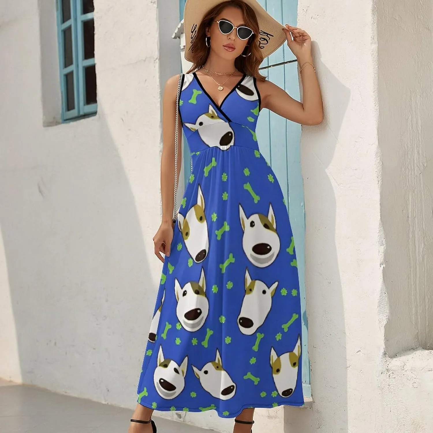 Women's Wrap Sleeveless Flowy Long Dress for Party Beach Date