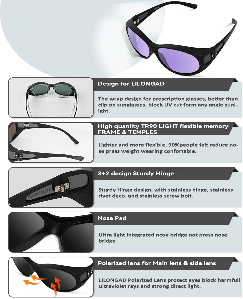 Wraparound Fitover Glasses Polarized Wear Over Sunglasses for Men Women UV400 Protection Sun Glasses Driving SP3844