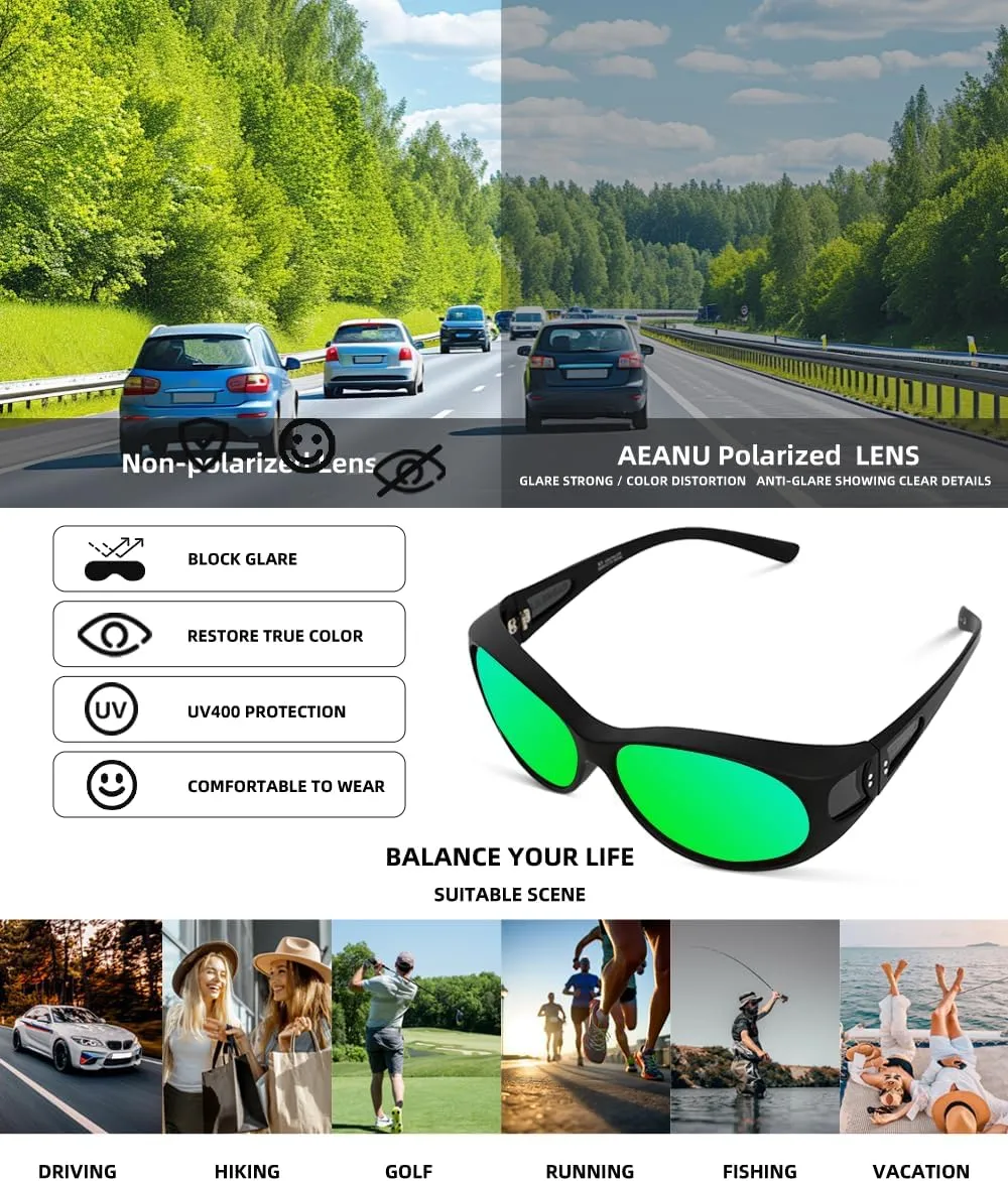 Wraparound Fitover Glasses Polarized Wear Over Sunglasses for Men Women UV400 Protection Sun Glasses Driving SP3844