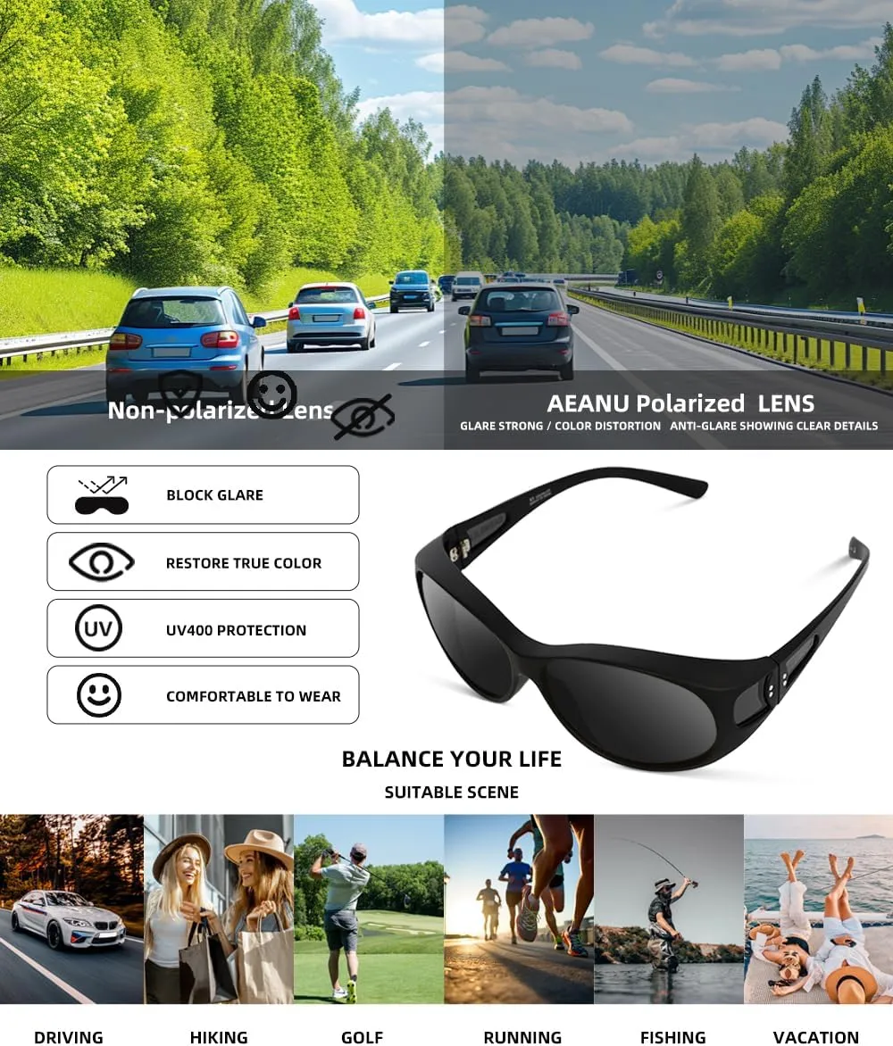 Wraparound Fitover Glasses Polarized Wear Over Sunglasses for Men Women UV400 Protection Sun Glasses Driving SP3844
