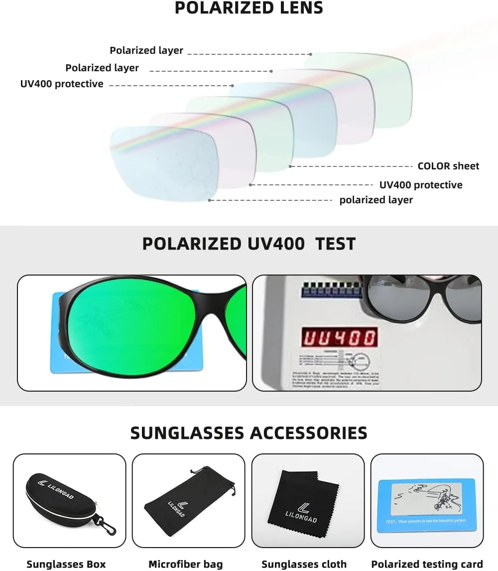 Wraparound Fitover Glasses Polarized Wear Over Sunglasses for Men Women UV400 Protection Sun Glasses Driving SP3844