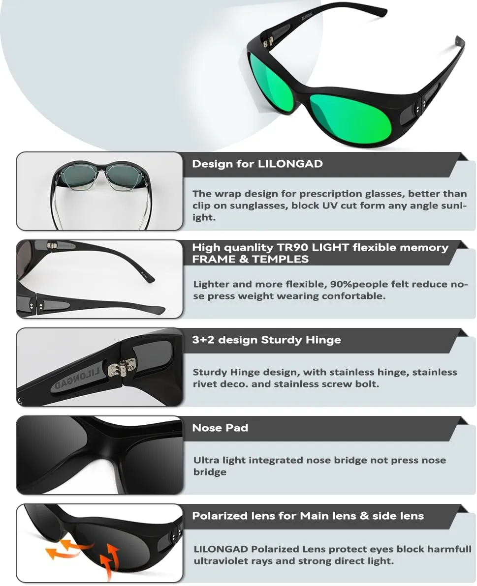 Wraparound Fitover Glasses Polarized Wear Over Sunglasses for Men Women UV400 Protection Sun Glasses Driving SP3844