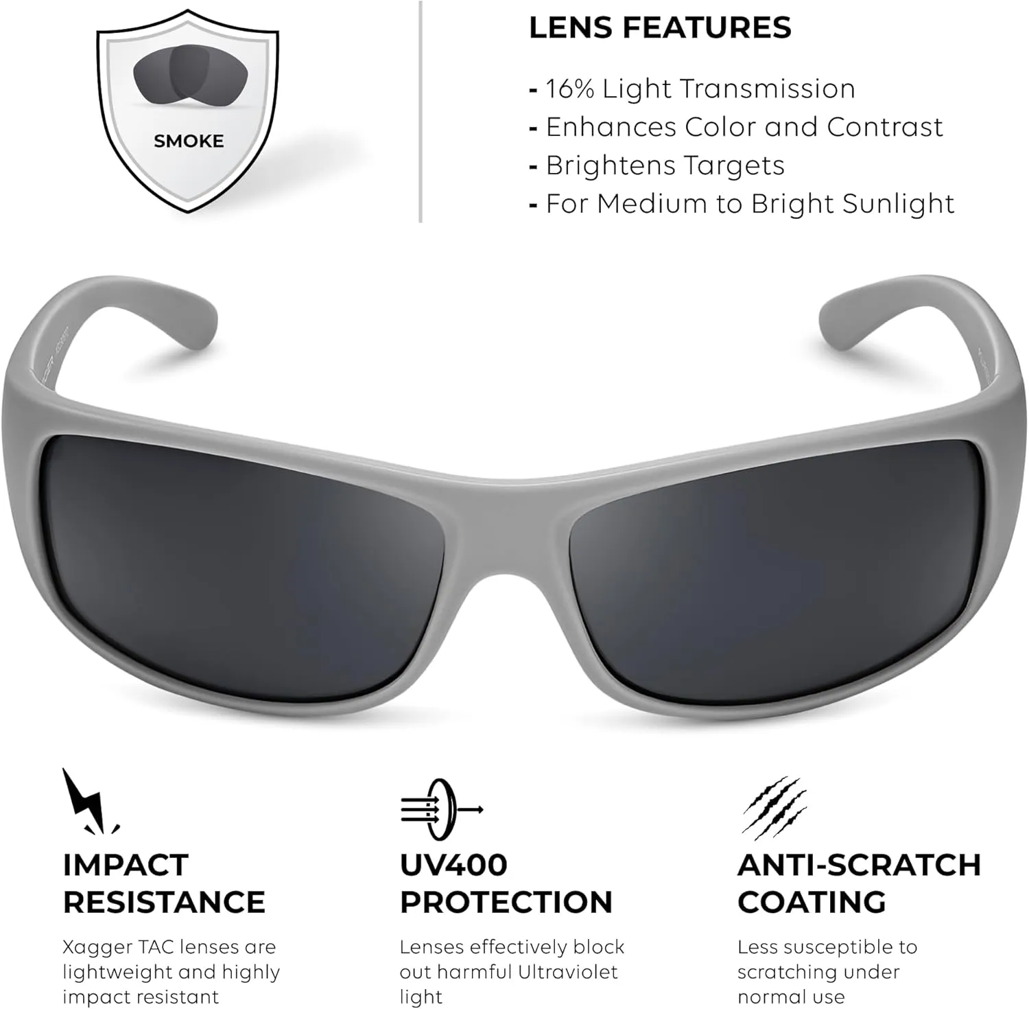 Xagger Sports Polarized Sunglasses for Men Wrap Around TR90 Frame Sun Glasses