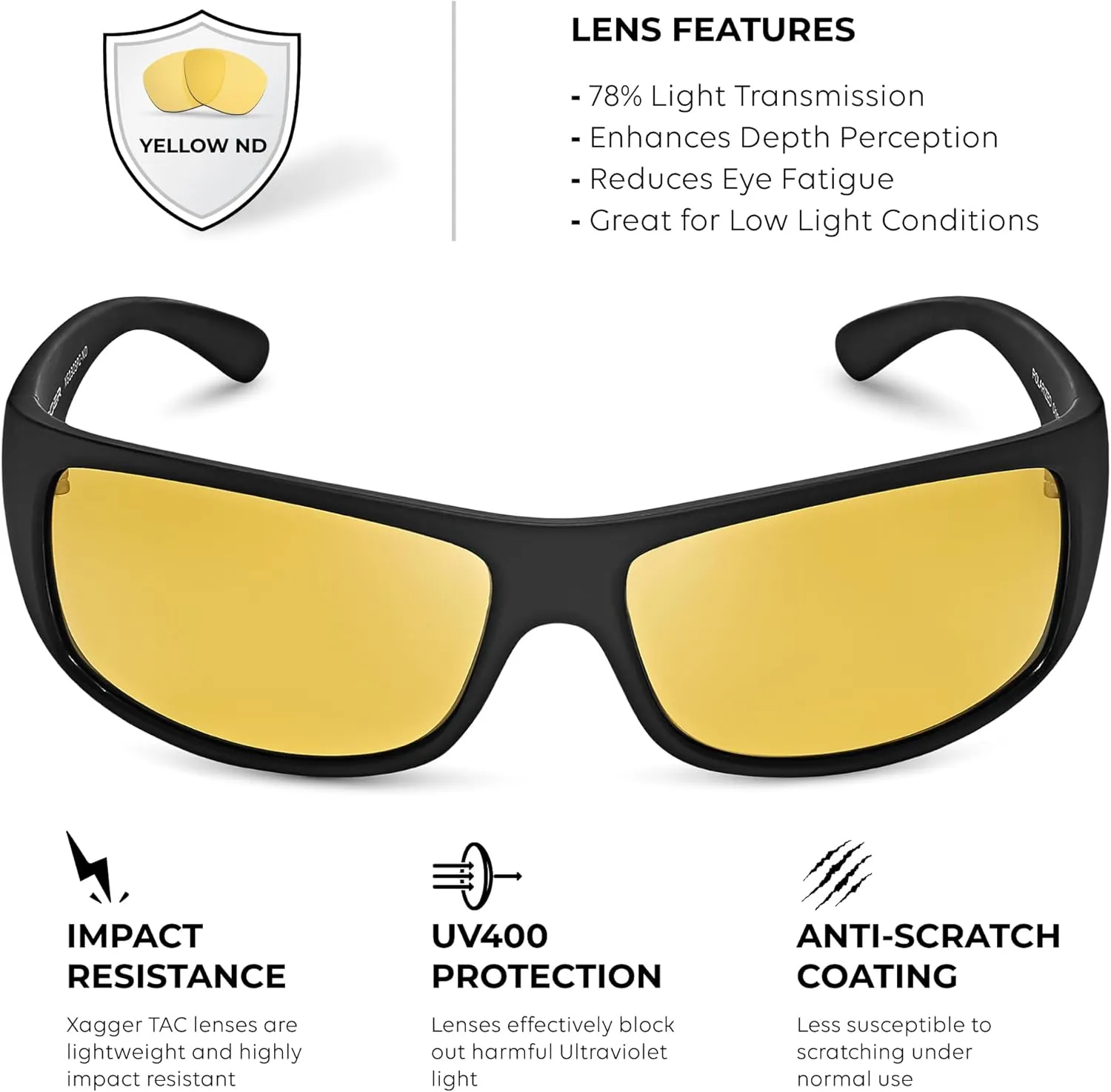 Xagger Sports Polarized Sunglasses for Men Wrap Around TR90 Frame Sun Glasses
