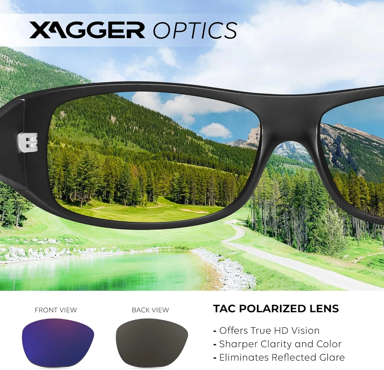 Xagger Sports Polarized Sunglasses for Men Wrap Around TR90 Frame Sun Glasses
