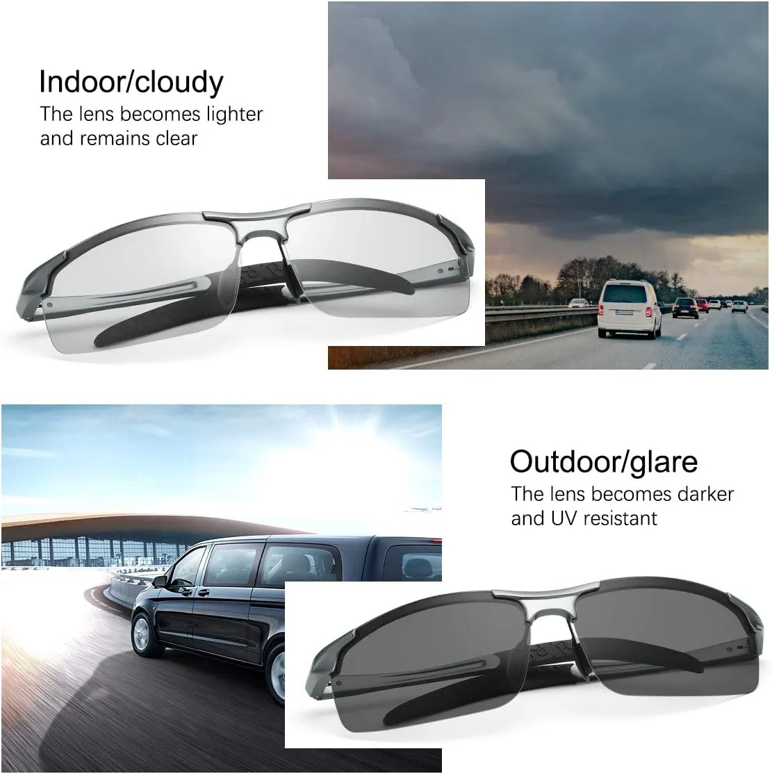 YIMI Polarized Photochromic Driving z87 Sunglasses For Men Women Day and Night safety glasses