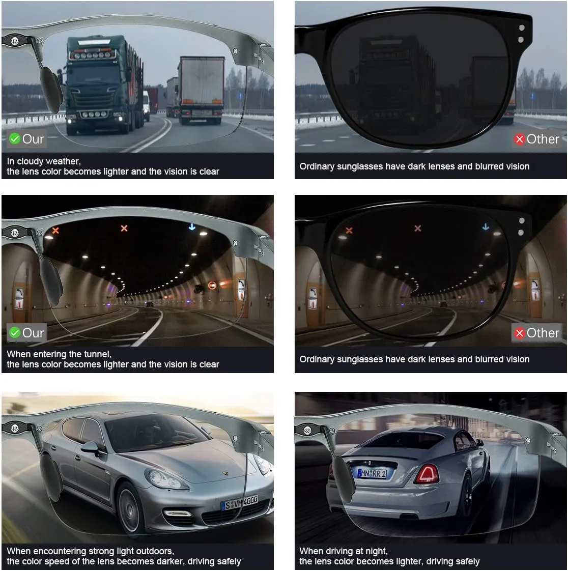 YIMI Polarized Photochromic Driving z87 Sunglasses For Men Women Day and Night safety glasses